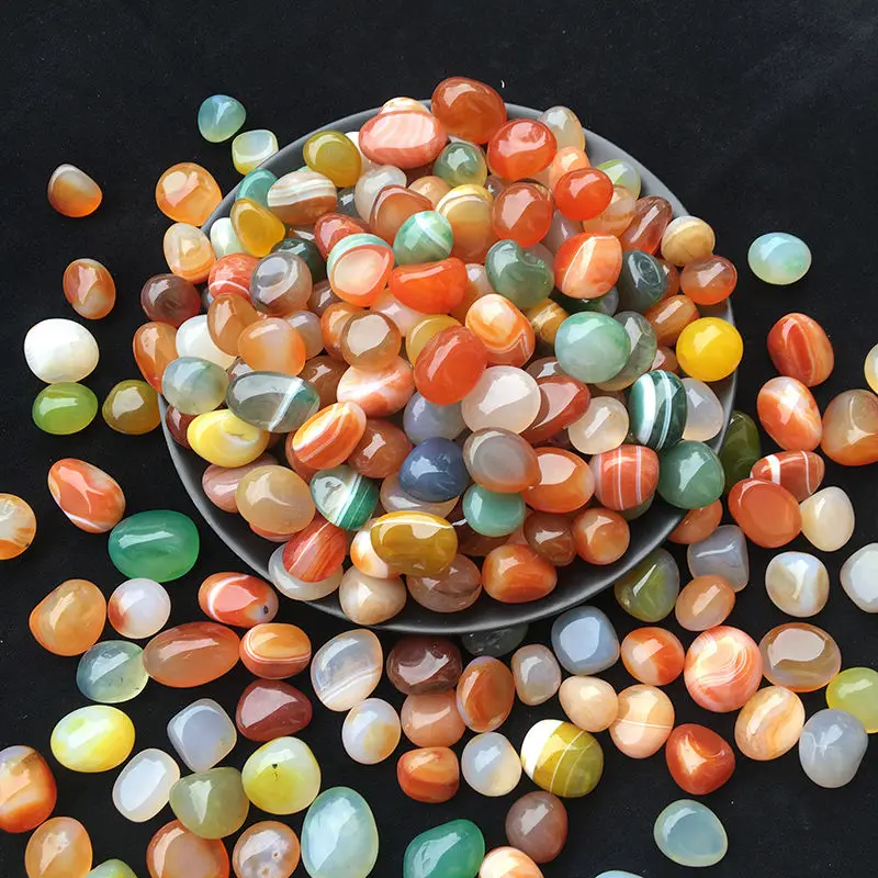 Decorative Stones 500g Natural Agate Original Stone Small Colorful Agate Rain Flower Stone Pebble Fish Tank Hydroponic Potted Decoration E11367