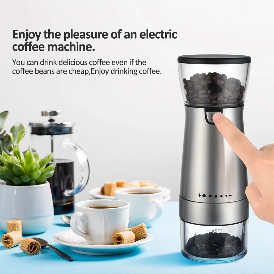 US $26.11 Usb Electric Coffee Grinder Stainless Steel Adjustable Professional Coffee Bean Mill Machine Kitchen Tools With Brush