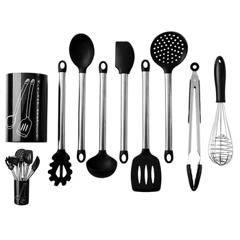 

Household Kitchen Tools Silicone Kitchenware Set Of 9 Amazon Cross-border Pins With Kitchenware Cooking Shovel Spoon Set 9 Piece