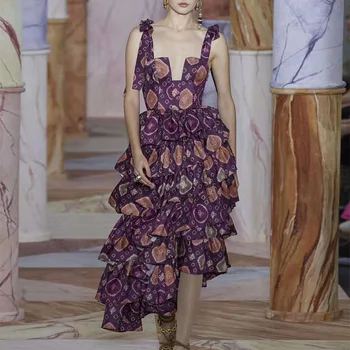 

Women Maxi Slip Dress Summer Asymmetrical High Waist Tunic Strappy Tiered Dress