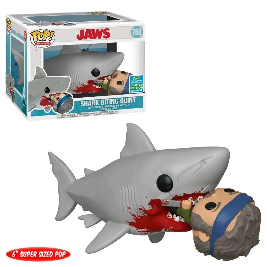 

2019 SDCC Exclusive 6'' Funko pop Official Movies: Jaws Eating Quint #760 Collectible Vinyl Figure Model Toy with Original box