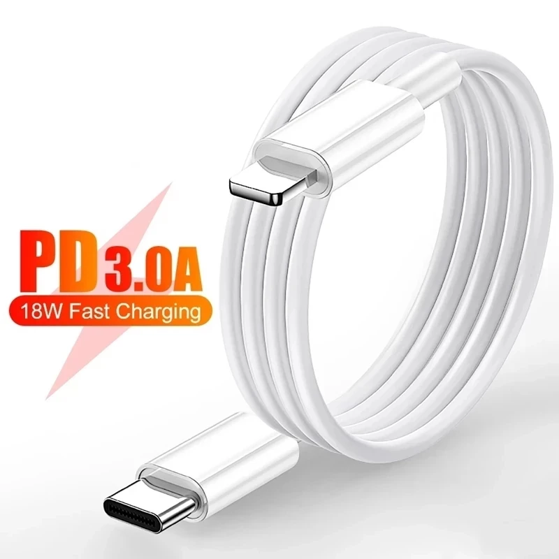 1 м 18 Вт PD кабель быстрой зарядки USB кабель для передачи данных для iPhone X XR XS Max 11 12 Pro Max 8 плюс кабель с разъемами типа C и освещение быстрое зарядное устройство кабели