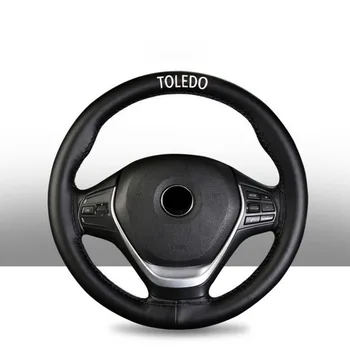 

38 CM Top Genuine Leather Steering Wheel Cover for Seat Toledo Car Interior Accessories