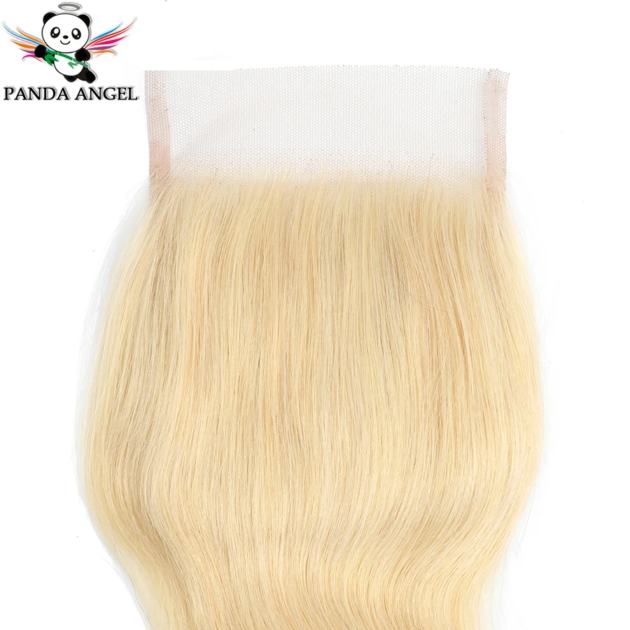 Panda#613 блонд бразильские прямые Кружева Закрытие 4*4 с детскими волосами средний/свободный/три части Remy человеческие волосы закрытие для женщин