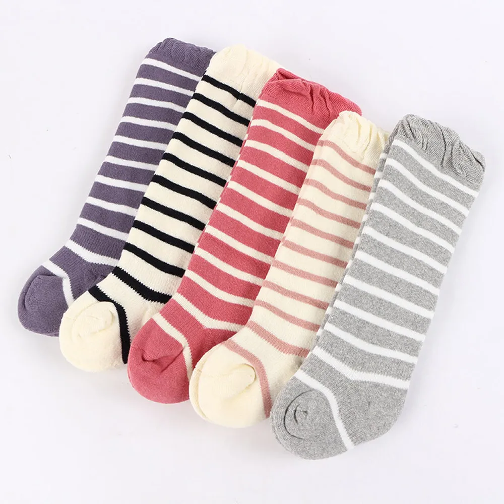 Детские носки, детские гольфы для девочек, полосатые носки с бантиком, детские носки, вертикальные, H5