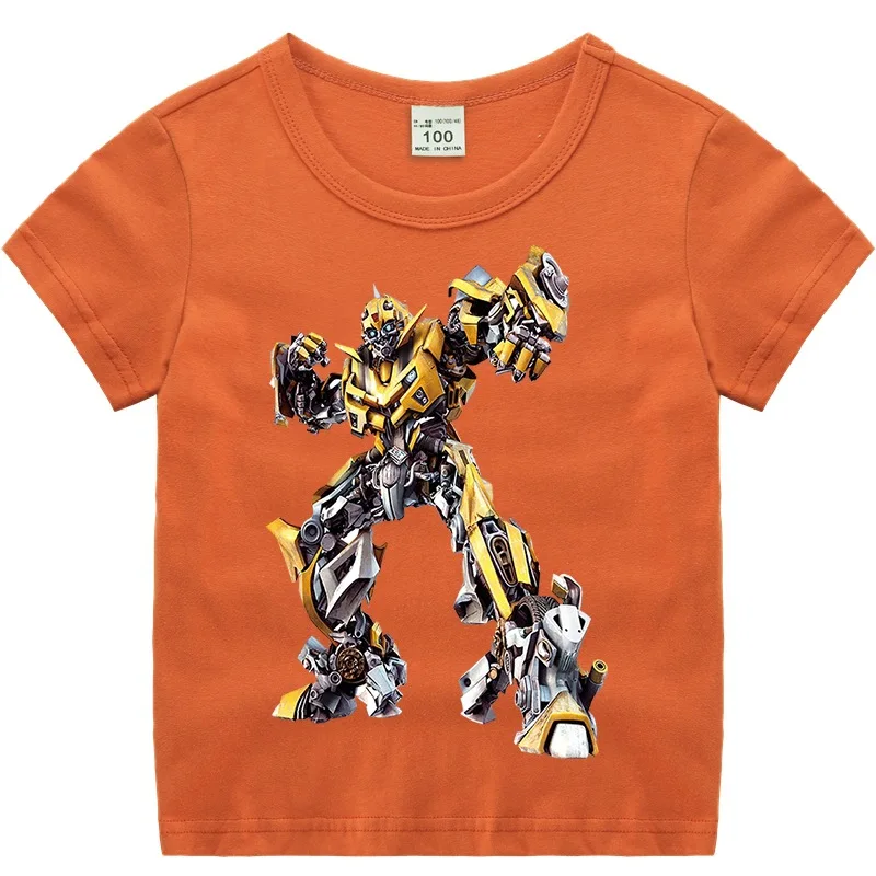 Summer Kids Boys T-shirts Cotton Tops Tees Transformer Baby Boys T shirt Short Sleeve Costume Kids Clothes Children Clothing - Цвет: Brick Red