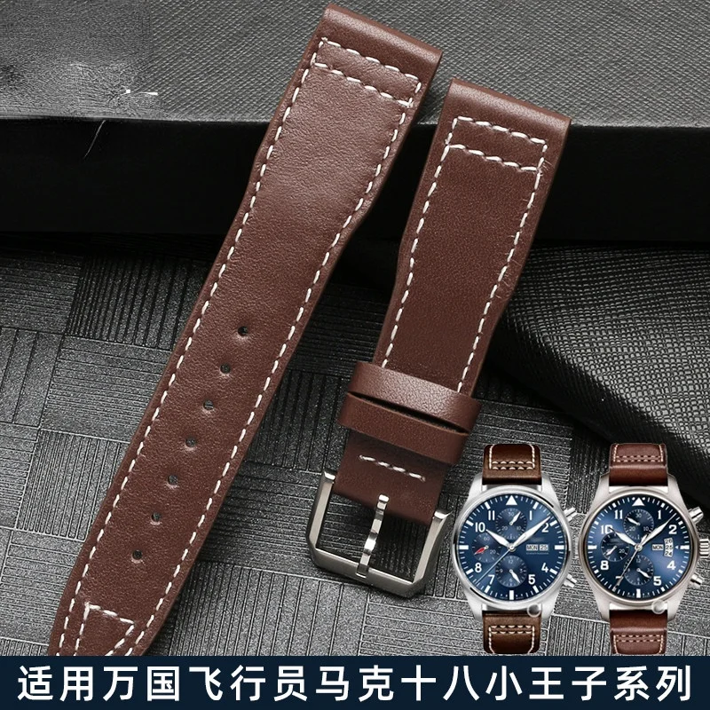 Cinturino Per Orologio In Vera Pelle Per Iwc Pilot Little Prince 377714 Iw004 Mark 18Mm