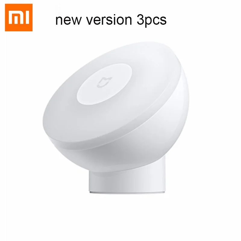 3pcs Xiaomi Mijia ночник 2 поколения Регулируемая яркость инфракрасный умный датчик человеческого тела с магнитной основой - Цвет: 3pcs