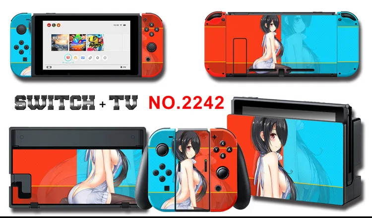 1set New Cute Anime Full Body Sticker for NS Switch Protective Cover Skin Colorful Art for Game Console Joy-Con Controller Decor