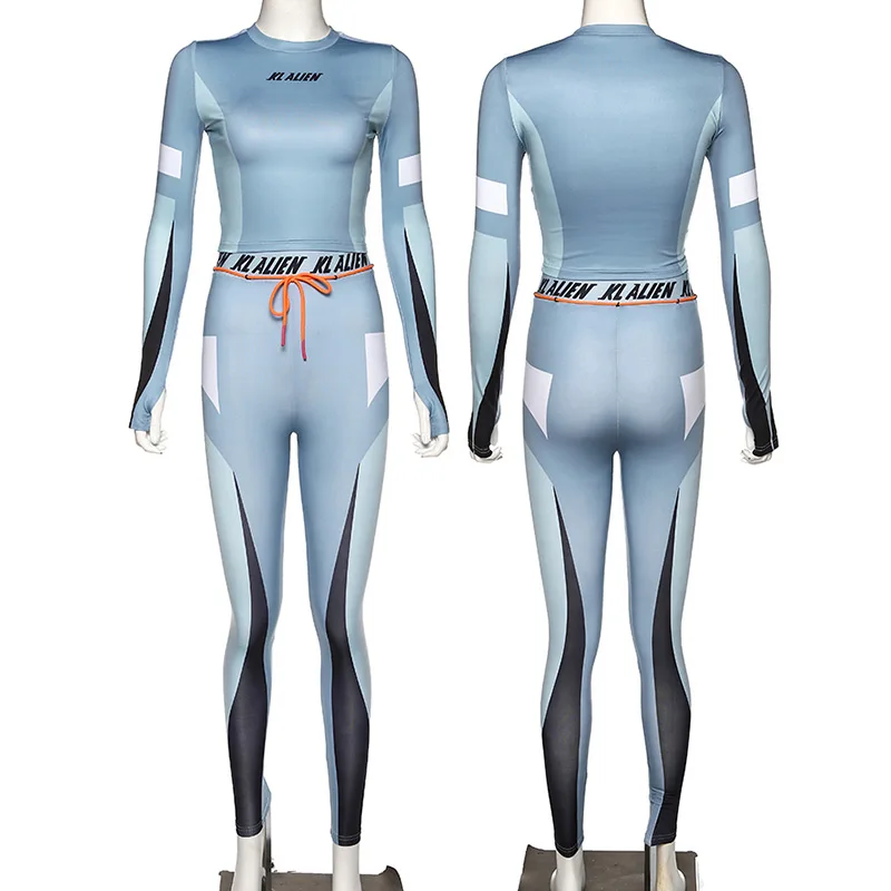 Женская тонкая футболка для йоги с буквенным принтом спортивный костюм