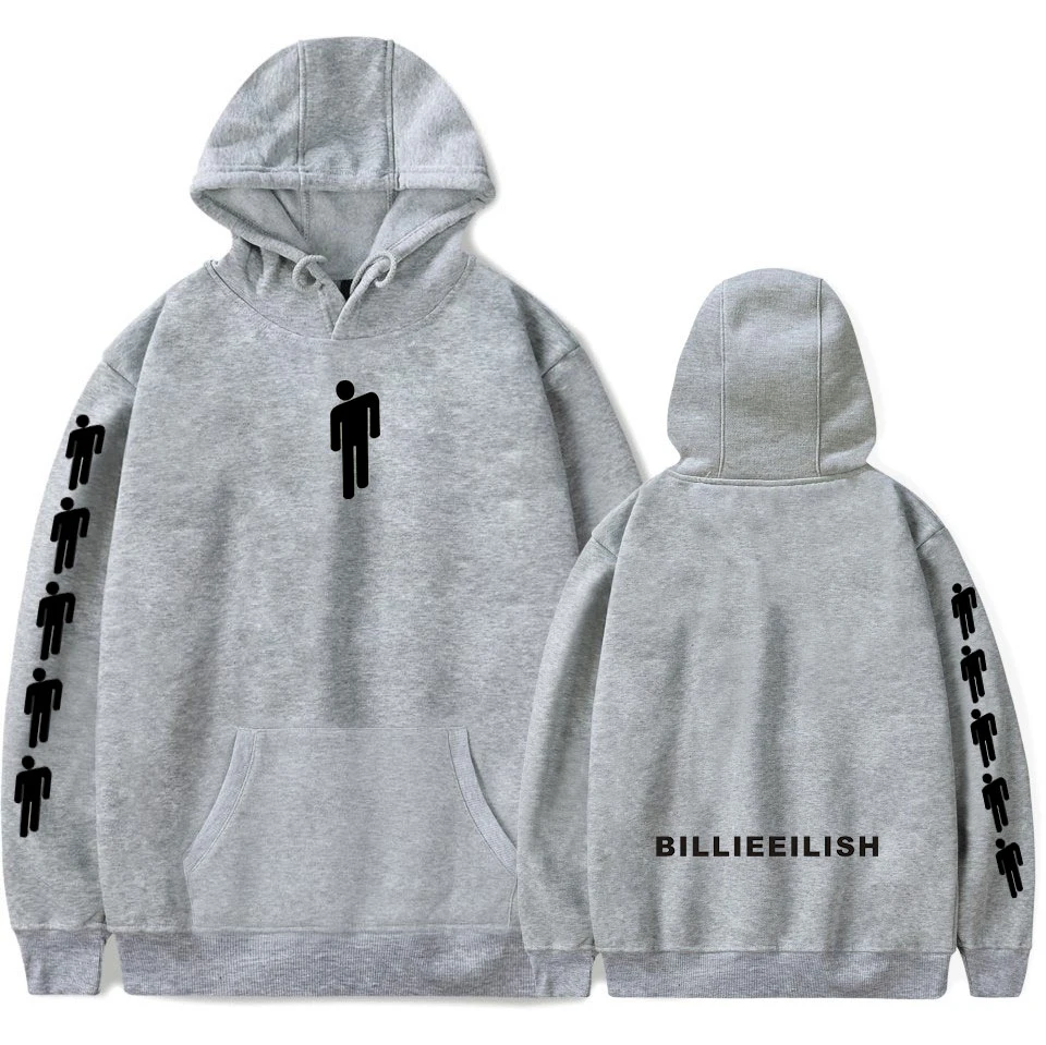 Billie eilish hoodie Pullover Oversized Hoodie Streetwear Sweatshirts Hoodies Women/Men Hoodies Casual hip hop Long Hoodies - Цвет: gray-3