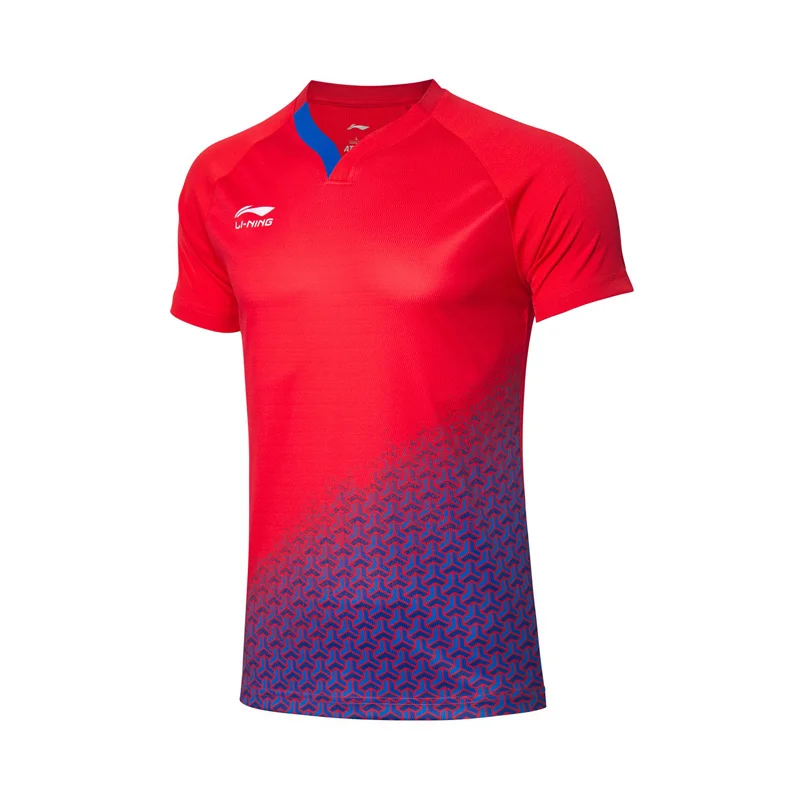 Li-Ning Мужская серия настольного тенниса соревновательные футболки на сухой дышащей полиэфирной спандексовой подкладке Спортивная футболка AAYP087 MTS3147 - Цвет: AAYP087-2H