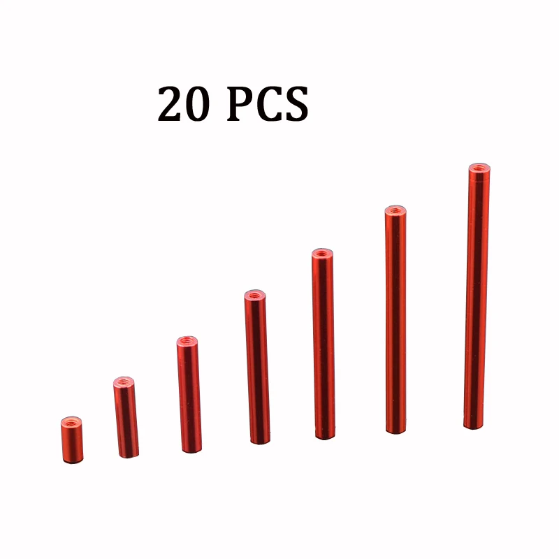

20pcs M3*5~100mm red Aluminum Column Link Pillar Aluminum Tube Spacer Rod for RC Model Aircraft Spare Parts