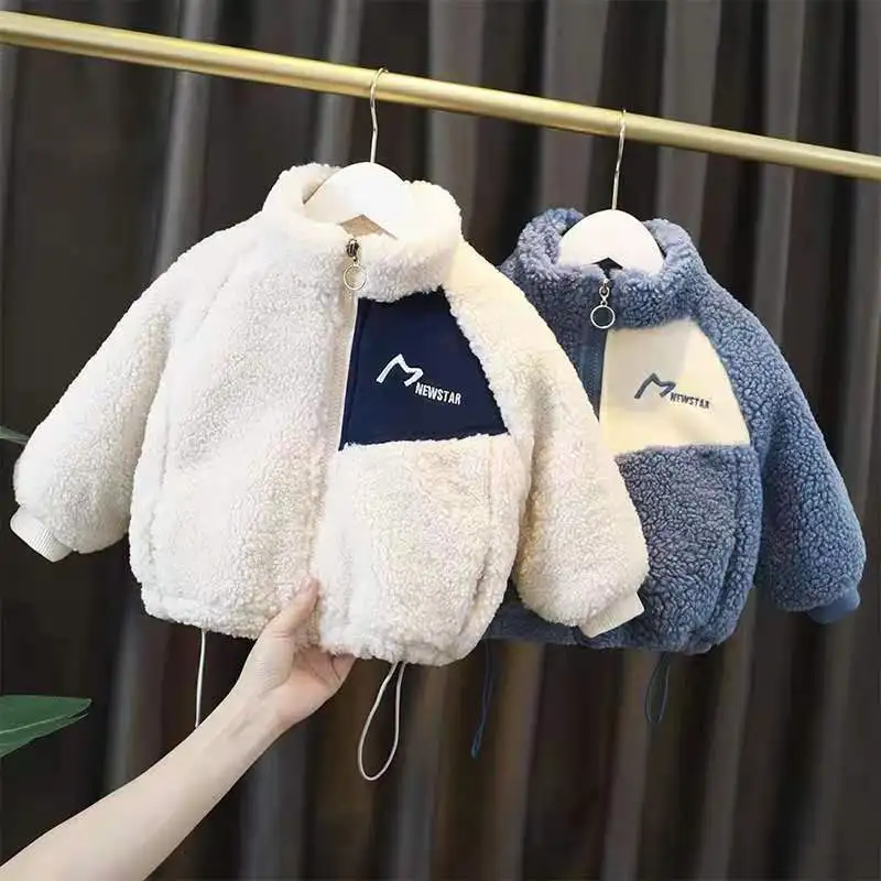 Winter Baby Kids Jacket For Boys Coats Lamb Wool Plus Velvet Thick Coats Christmas Costume For Toddler Children Outwear 1-8 Year kids jackets kids cotton clothes