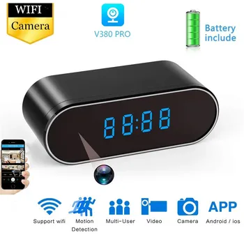 

WiFi Table Clock Mini Camera 1080P HD IP P2P DVR Camcorder Alarm Set Night Vision Motion Sensor Remote Monitor Micro Cam