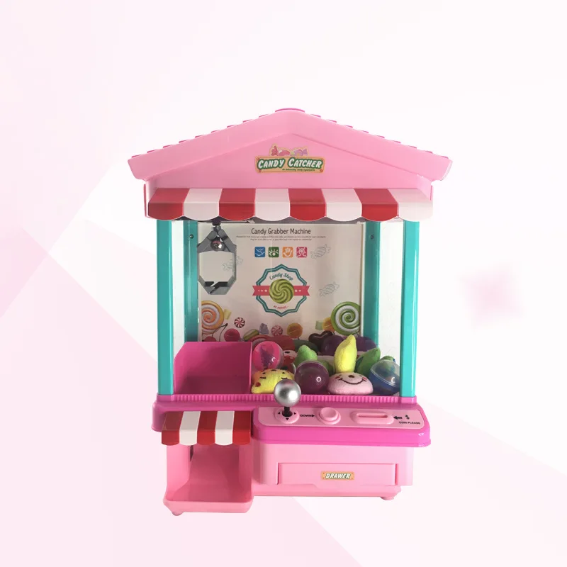 

Hot Selling Crane Machine Light Included Light Pattern Mini Grasping Doll Children Play House wan ju jia Doll Coin