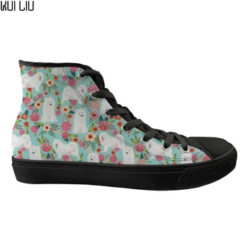 

Customized Sneakers Flats High Top Canvas Children Shoes Lovely Animal Dog Samoyed Pattern Casual Kid Shoes Child Zapatos Mujer