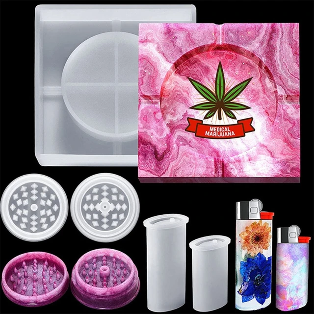 Smoker Set Mold Weed Rolling Tray Silicone Mold Pot Leaf Ashtray Mold  Grinder Mold Epoxy Resin Mold Resin Craft Molds 