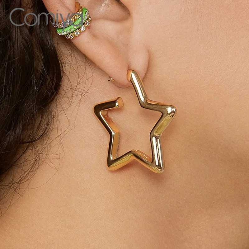 Comiya серьги-гвоздики модные золотые цветной цинк сплав звезда Форма Подвески для женщин серьги букле D'oreille Plume этнические Brincos