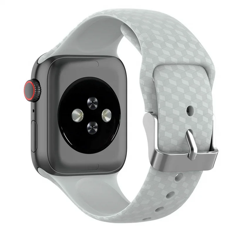 3D текстурный ремешок для Apple watch 5 ремешок 44 мм 40 мм iwatch 38 мм 42 мм спортивный силиконовый ремешок для часов Браслет Apple watch 4 3 2 1 44 - Цвет ремешка: gray