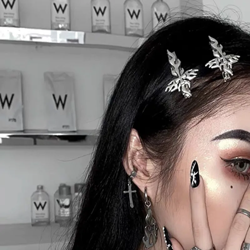 AOMU New Punk Cross Skull Jesus Make Old Metal Hair Grip Hair Claw Accessories For Women Girl Clip Party Gifts