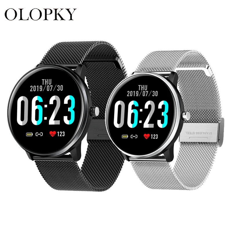 

Full Screen Touch Control Women Men Smart Bracelet Heart Rate Blood Pressure Monitoring Real-Time Weather IP68 Depth Waterproof