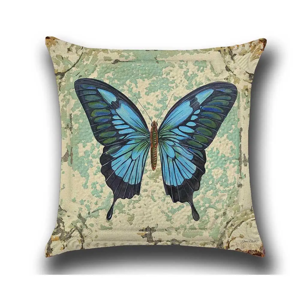 Наволочка для подушки с принтом бабочки, хлопок, лен, милая подушка с бабочкой чехол для автомобиля, дивана, декоративная наволочка, чехол, funda de almohada