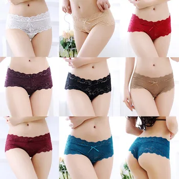 

Women's Sexy Lace Floral Panties Ladies Underwear G-string Thongs Briefs Knickers Low-rise Intimate Clothing Bowknot Panties Hot
