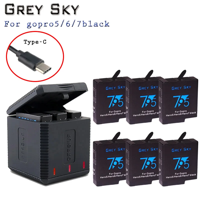 Аккумулятор bateria для GoPro hero 5 6 7 Hero Go Pro черные аксессуары камеры | Электроника