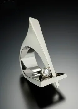 

Unique Style Crystal white Gold Color triangle Luxury Female Small Zircon Stone Promise Engagement Rings For Women