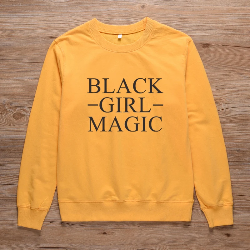 

ONSEME Black Girl Magic Sweatshirt Women Strrewear Harajuku Hoodies Black Culture Slogan Crewneck Pullovers Femme Tracksuit Tops
