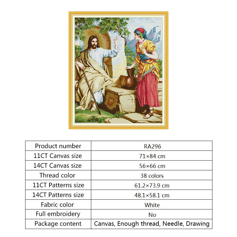 Cross Stitch Patterns Jesus Aida 14ct Fabric for Embroidery Kit Printed Canvas Counted Cross-stitch Needlework DMC Cotton Thread (12)