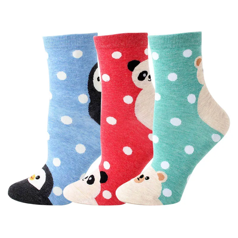 Cotton Socks For Women Harajuku funny Socks Cute Cartoon Fashion street Autumn Winter Print Female Sox 3 pairs/lot#F - Цвет: I 3pairs