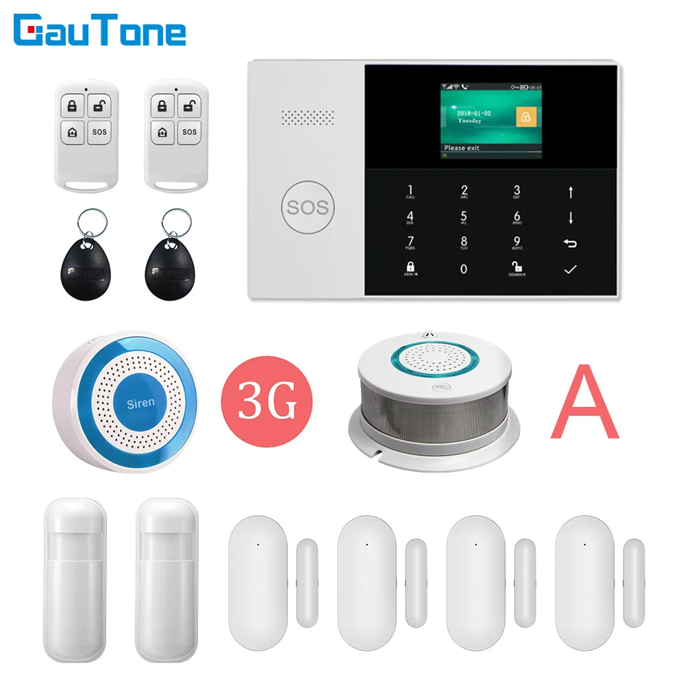 

GauTone PG105 WiFi 3G Alarm System Wireless Home Burglar Security Alarm with Smoke Detector Motion Sensor APP Control