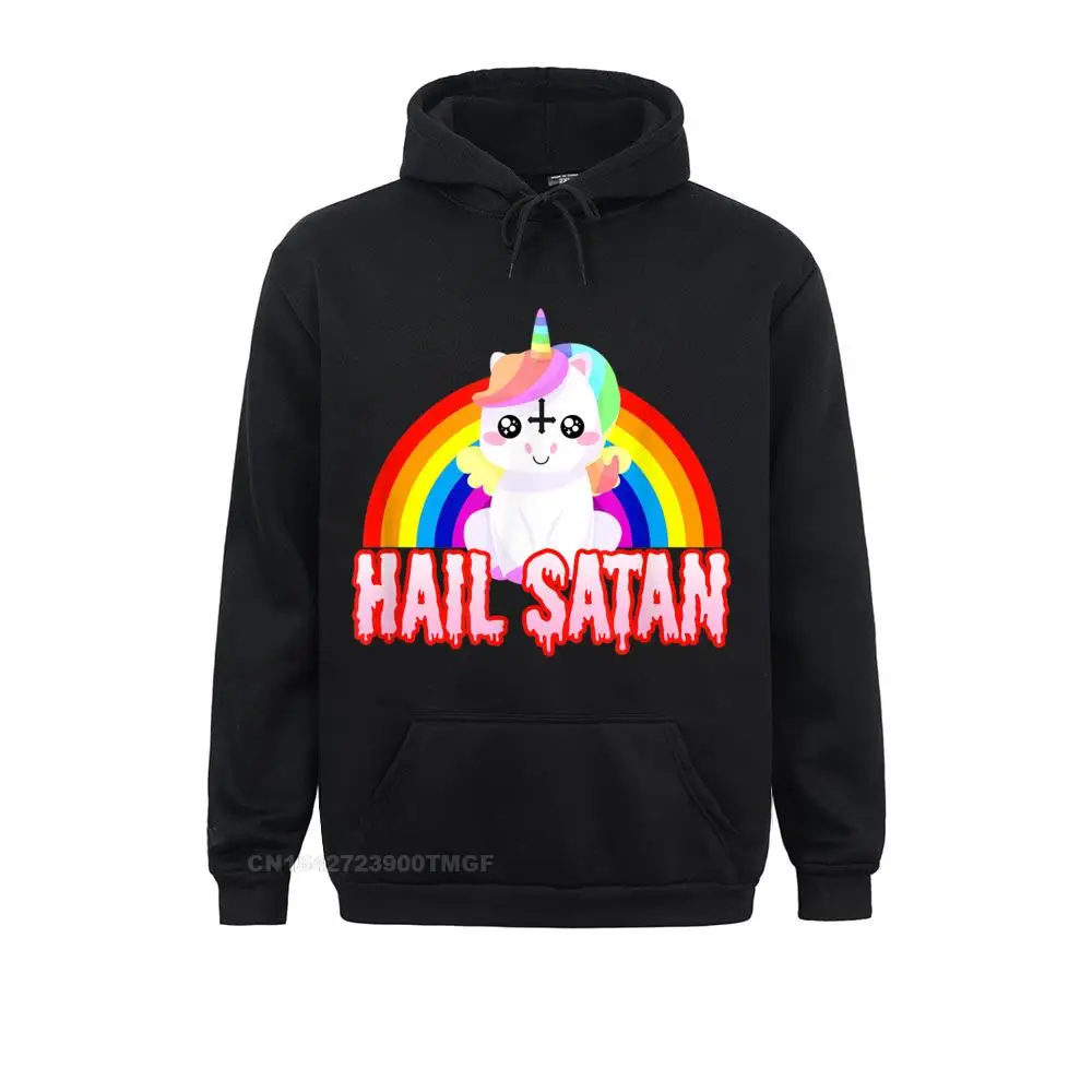 Hail Satan Unicorn Funny Satanic Rainbow Death Metal T-Shirt__20001 Unique Hoodies Long Sleeve for Women  Sweatshirts Printed Sportswears On Sale Hail Satan Unicorn Funny Satanic Rainbow Death Metal T-Shirt__20001black