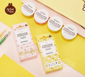 

2 pcs/pack Creative Molang Rabbit Decorative Adhesive Tape Masking Washi Tape DIY Scrapbooking Sticker Label japanese stationery