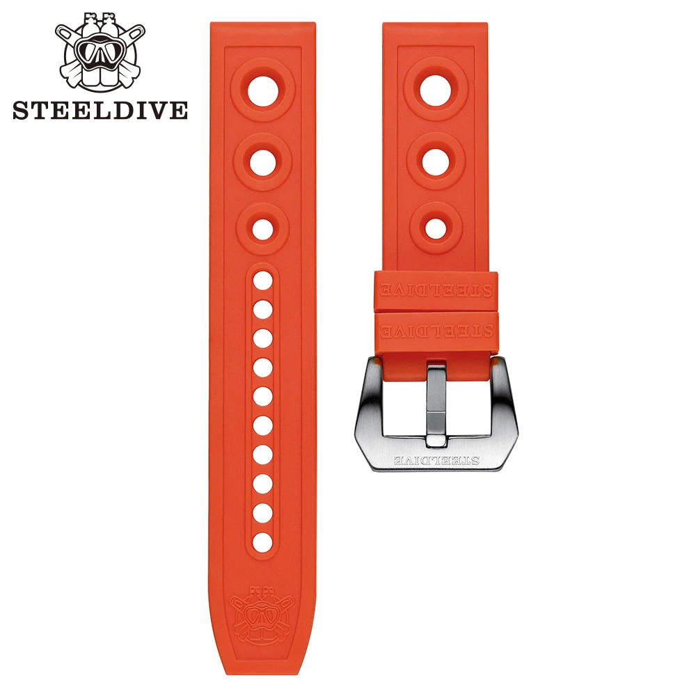 STEELDIVE Blue Rubber Strap Replacement for Automatic Dive Watches - 20/22mm