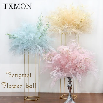 

Custom Wedding 60cm Fengwei Table Flower Ball Artificial Arch Flowers Wall Wedding Table Core Floral Arrangement Home Decoration