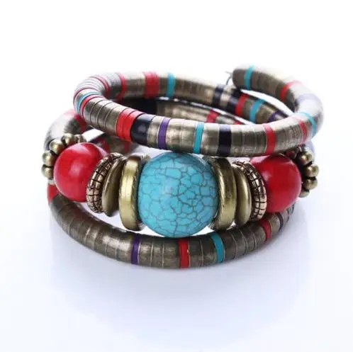 Women  Fashion Bracelet Jewelry Silver Color Faux  Boho Adjust Bangles Charm Chic Beads Bracelets 2