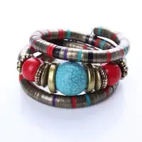 Women  Fashion Bracelet Jewelry Silver Color Faux  Boho Adjust Bangles Charm Chic Beads Bracelets 2