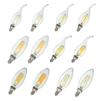 

Dimmable E12 2W COB Candle Flame Filament LED Light Bulb Lamp 10*3.5cm