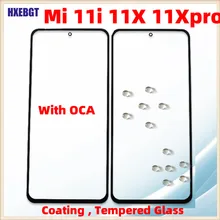Lentille extérieure d'écran LCD, pour Xiaomi Mi 11i 11X 11X Pro, panneau avant, lentille en verre trempé, couvercle en verre trempé, pièces de réparation=