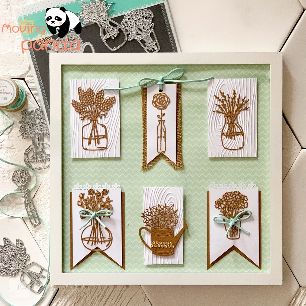 6 шт./компл. цветы в вазе металлический Трафаретный вырубной штамп для