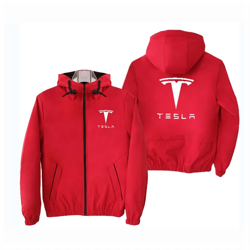 4 Новая Весенняя и осенняя куртка с капюшоном и принтом логотипа Tesla, Повседневная модная куртка Harajuku высокого качества, мужская приталенная куртка, трендовая куртка - Цвет: 4