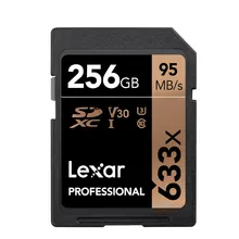 ليكسر بروفيشنال SDXC 633x UHS-I بطاقات SD 128 GB 256 GB بطاقة ذاكرة 95 برميل/الثانية عالية السرعة بطاقة SD قوية