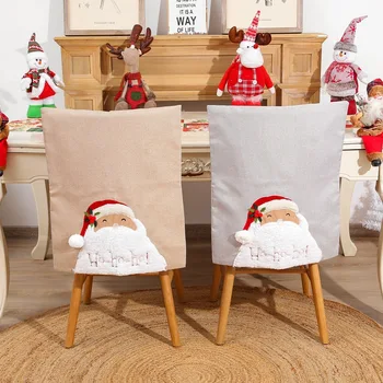 

Christmas Chair Back Cover Home Dinner Decor Santa Claus chair cover Red Chair Back Xmas Cap Set For Dining Room Hotel Home