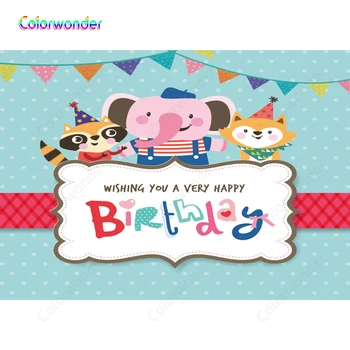 

Bunting and Cartoon Animals Photography Backdrop Baby Shower Children Birthday Party Photo Background Photo Booth Props Vinyl