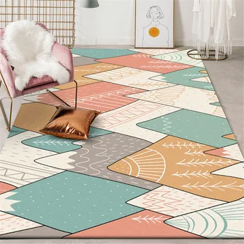 

Korean Pink Green Mountain Peak Pattern Carpet Colorful Children Room Carpet Girls Bed Rug Striped Kitchen Rug Hallway Carpet