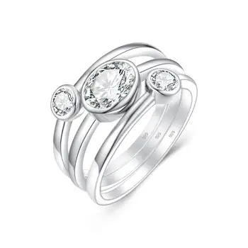 

Created Zircon Diamond Ring for Women Solid 925 Sterling Silver Ring Creative 3 Oval Zircon Anniversary Wedding Jewelry Gift New