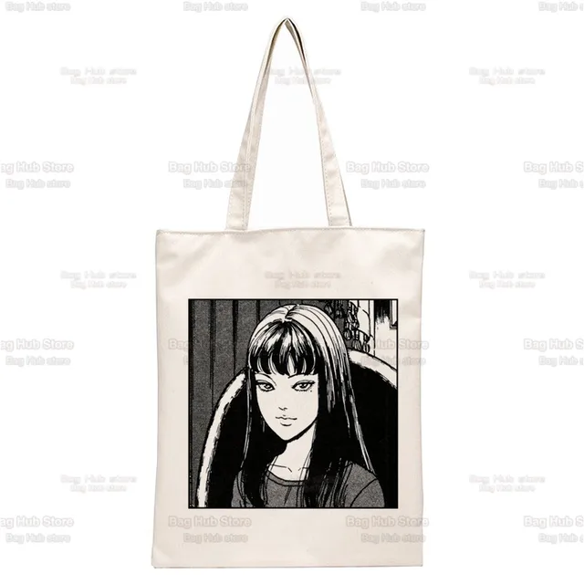 Japan Manga Junji Ito Tomie Shintaro Kago Graphic Hipster Cartoon Print Shopping Bags Girls Fashion Casual Pacakge Hand Bag N2257H